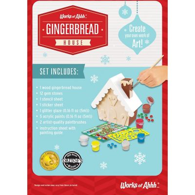 Works of Ahhh... Holiday Craft Kit - Gingerbread House Wood Paint Set Image 3