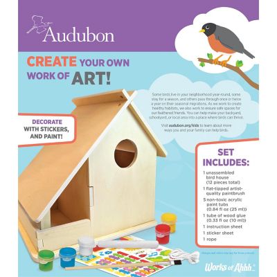 Works of Ahhh Craft Set - Audubon Bird House Buildable Wood Paint Kit Image 3