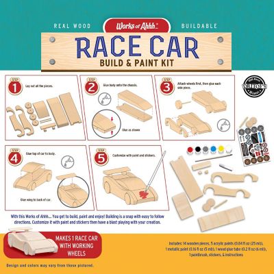 Works of Ahhh Craft Set - Race Car Craft Build & Paint Kit for Kids Image 3