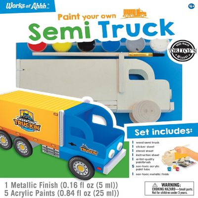 Works of Ahhh Craft Set - Semi Truck Classic Wood Paint Kit for Kids Image 1