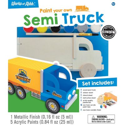 Works of Ahhh Craft Set - Semi Truck Classic Wood Paint Kit for Kids Image 1