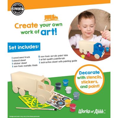 Works of Ahhh Craft Set - Semi Truck Classic Wood Paint Kit for Kids Image 3