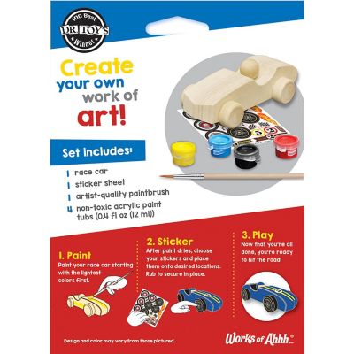 Works of Ahhh Mini Craft Set - Race Car Build & Paint Family Craft Set Image 3