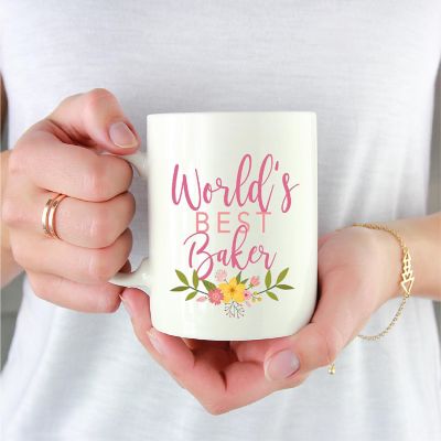 World's Best Baker Floral Ceramic Mug Image 1