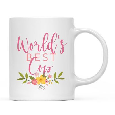 World's Best Cop Floral Ceramic Mug Image 2
