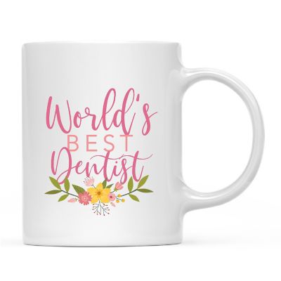 World's Best Dentist Floral Ceramic Mug Image 2