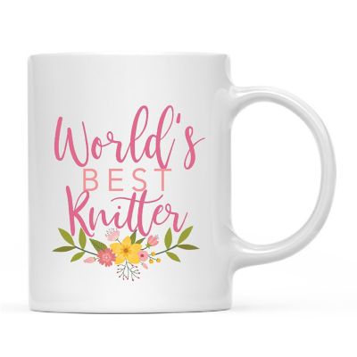 World's Best Knitter Floral Ceramic Mug Image 2