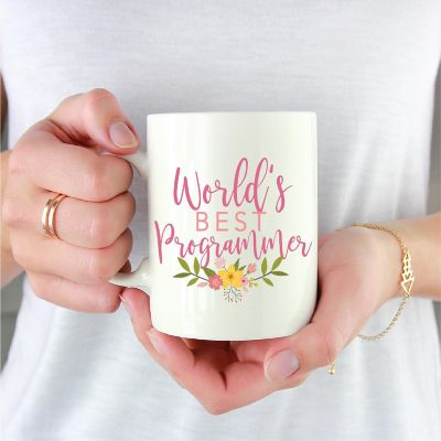 World's Best Programmer Floral Ceramic Mug Image 1