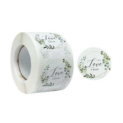 Wrapables 1.5 inch Let Love Grow Stickers Roll, Sealing Stickers and Labels (500pcs) Image 1