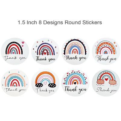 Wrapables 1.5 inch Rainbow Thank You Stickers Roll, Sealing Stickers and Labels for Boxes, Envelopes, Bags, Small Businesses, Weddings, Parties (500pcs) Image 1