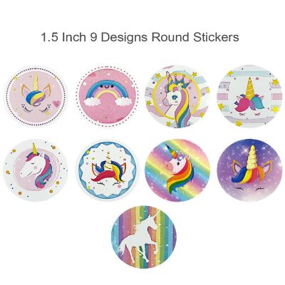 Wrapables 1.5 inch Unicorn Party Favor Stickers, (500pcs) Image 1