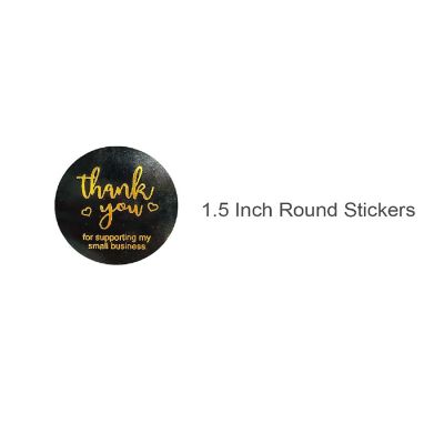 Wrapables 1.5" Thank You Stickers Roll, Sealing Stickers and Labels (500pcs), Black & Gold Image 1