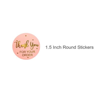 Wrapables 1.5" Thank You Stickers Roll, Sealing Stickers and Labels (500pcs), Pink & Gold Image 1