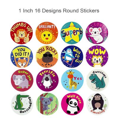 Wrapables 1 Inch Teacher, Student, Classroom Reward Stickers (1000pcs), Awesome Animals Image 1