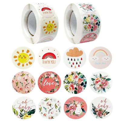 Wrapables 1 Inch Thank You Stickers (1000pcs), Weather & Floral Image 1