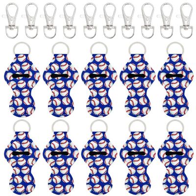 Wrapables 10 Pack Chapstick Holder Keychain for Lip Balm Lip Gloss Lipstick w 10 Pieces Baseball Image 1