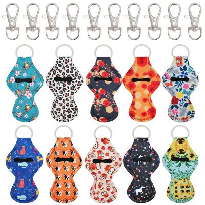 Wrapables 10 Pack Chapstick Holder Keychain, Keyring for Lip Balm Lip Gloss Lipstick with 10 Pieces Metal Keyring Clasps, Fun collection Image 1