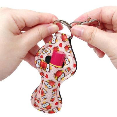 Wrapables 10 Pack Chapstick Holder Keychain, Keyring for Lip Balm Lip Gloss Lipstick with 10 Pieces Metal Keyring Clasps, Fun collection Image 3