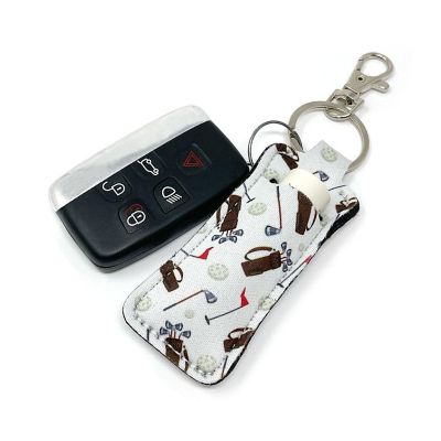 Wrapables 10 Pack Chapstick Holder Keychain, Keyring for Lip Balm Lip Gloss Lipstick with 10 Pieces Metal Keyring Clasps, Golf Image 2