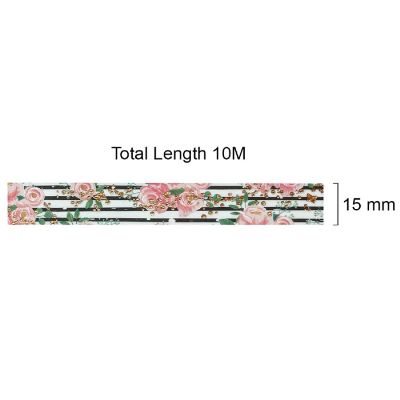 Wrapables 15mm x 10M Gold and Silver Foil Washi Masking Tape, Modern Rose Image 2
