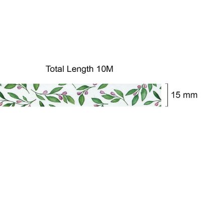 Wrapables 15mm x 10M Washi Masking Tape, Olive Branches Image 3