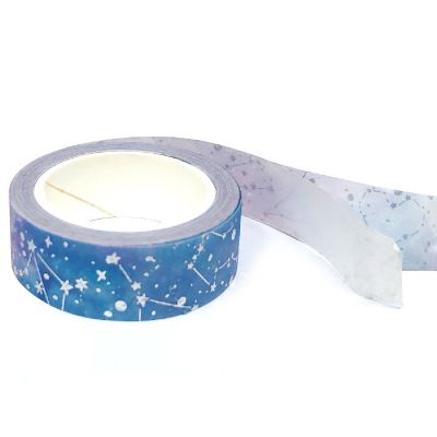 Wrapables 15mm x 5M Gold and Silver Foil Washi Masking Tape, Constellations Image 2
