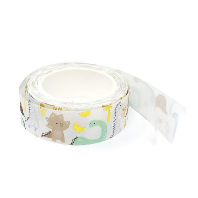 Wrapables 15mm x 5M Gold and Silver Foil Washi Masking Tape, Dinosaurs Image 2