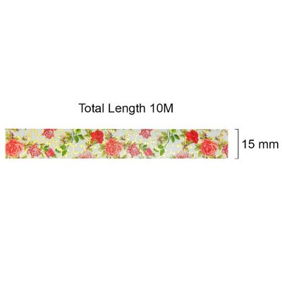 Wrapables 15mm x 5M Gold and Silver Foil Washi Masking Tape, Elegant Roses Image 2