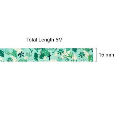Wrapables 15mm x 5M Washi Masking Tape, Green Ferns Image 3