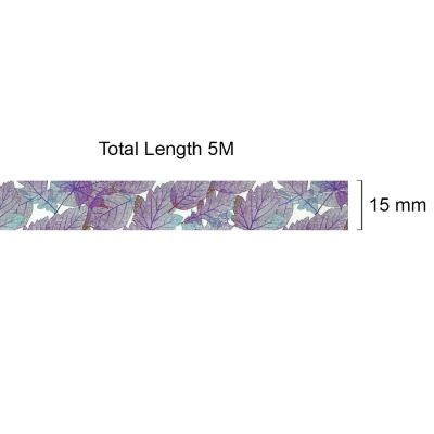 Wrapables 15mm x 5M Washi Masking Tape, Purple Leaves Image 3