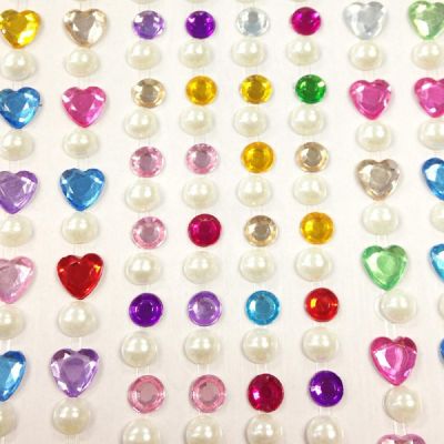 Wrapables 164 pieces Crystal Heart and Pearl Stickers Adhesive Rhinestones, Multicolor Image 1