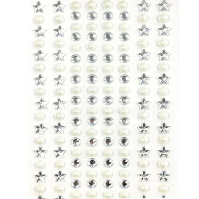 Wrapables 164 pieces Crystal Star and Pearl Stickers Adhesive Rhinestones, Silver Image 1