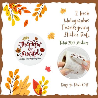 Wrapables 2 Inch Thankful and Grateful Sticker Roll (250pcs) Image 1