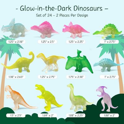 Wrapables 24pcs Mini Plastic Dinosaur Figurines, Luminous Image 1