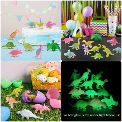 Wrapables 24pcs Mini Plastic Dinosaur Figurines, Luminous Image 2