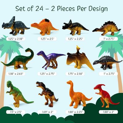Wrapables 24pcs Mini Plastic Dinosaur Figurines, Multi-color Image 1