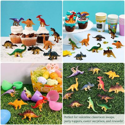Wrapables 24pcs Mini Plastic Dinosaur Figurines, Multi-color Image 2