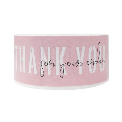 Wrapables 3" x 1" Small Business Thank You Stickers Roll, Sealing Stickers and Labels, Blush (120 stickers) Image 1