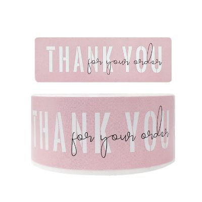 Wrapables 3" x 1" Small Business Thank You Stickers Roll, Sealing Stickers and Labels, Blush (120 stickers) Image 2