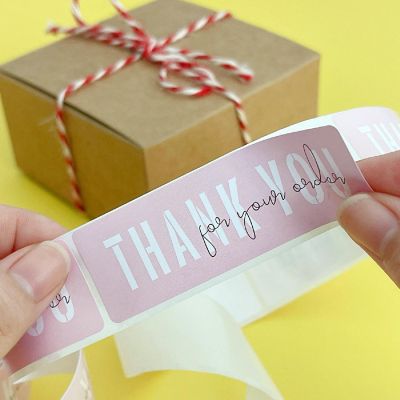 Wrapables 3" x 1" Small Business Thank You Stickers Roll, Sealing Stickers and Labels, Blush (120 stickers) Image 3
