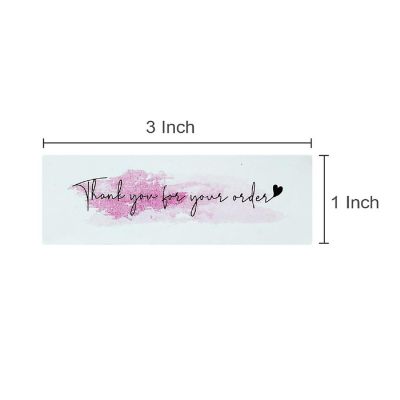 Wrapables 3" x 1" Small Business Thank You Stickers Roll, Sealing Stickers and Labels, Pink (250 stickers) Image 1
