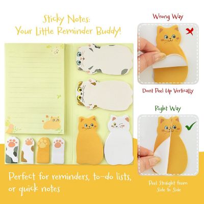 Wrapables 300 Sheets Sticky Notes Set, Cat Image 2