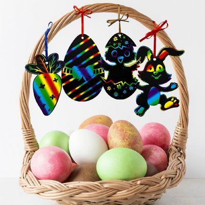 Wrapables 36pc DIY Rainbow Color Scratch Arts Ornaments, Easter Image 3