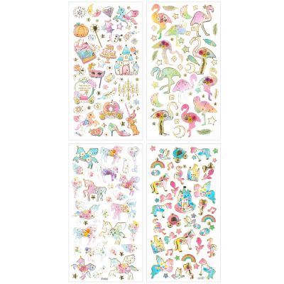 Wrapables 3D Epoxy Scrapbooking Decal Stickers (4 Sheets), Unicorns, Flamingos, Fairy Tales Image 1