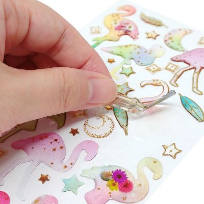 Wrapables 3D Epoxy Scrapbooking Decal Stickers (4 Sheets), Unicorns, Flamingos, Fairy Tales Image 2