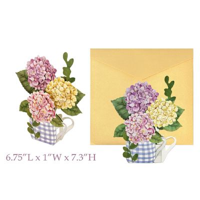 Wrapables 3D Popup Floral Greeting Card, Hydrangea Image 1