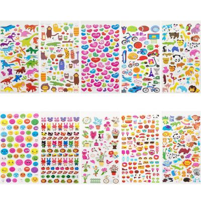 Wrapables 3D Puffy Stickers, Crafts & Scrapbooking Stickers (10 Sheets), Dino, Hearts, Food Image 1