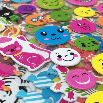 Wrapables 3D Puffy Stickers, Crafts & Scrapbooking Stickers (10 Sheets), Dino, Hearts, Food Image 3