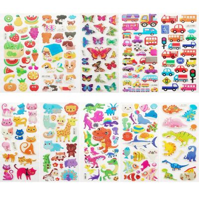Wrapables 3D Puffy Stickers, Crafts & Scrapbooking Stickers (10 Sheets), Marine, Safari, Farm, Traffic Image 1