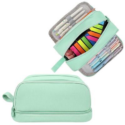 Wrapables 4 Compartment Large Capacity Pencil Case, Pencil Pouch for Stationery Tools, Aqua Image 1